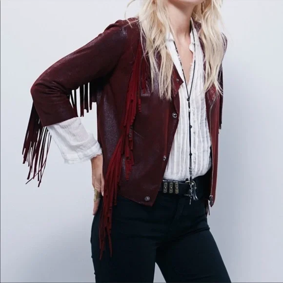 Cleobella Everly Leather Fringe Jacket - Picture 3 of 9